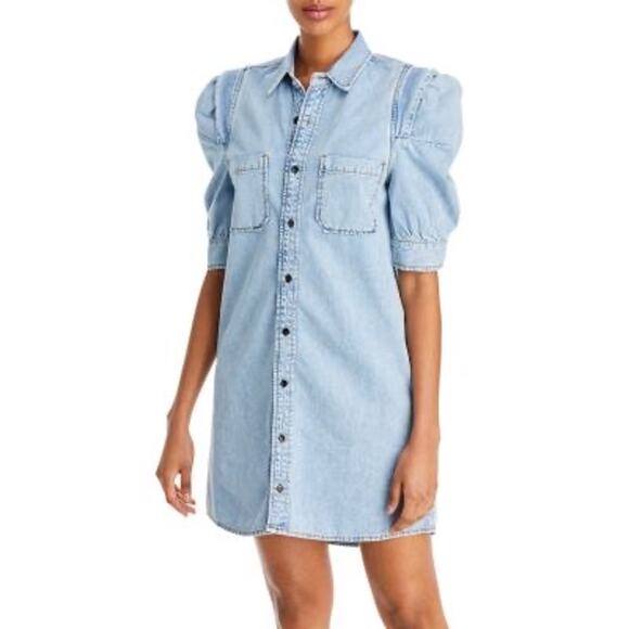 FRAME Rosette Sleeve Shirt Dress in Cresthaven size XS - Picture 10 of 12